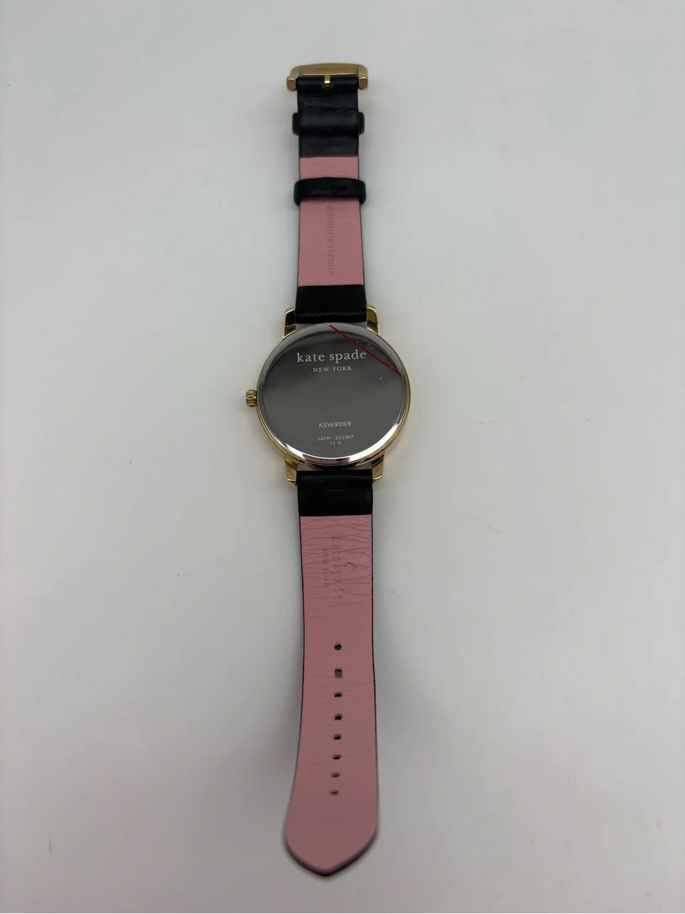 KATE SPADE Metro Black Gold Bulldog Puppy Dog Leather Watch